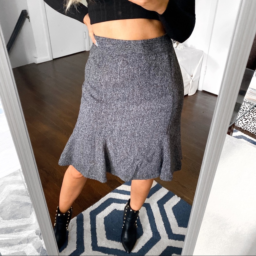 🍂 AMARANTO GREY HIGH WAIST RUFFLE MIDI SKIRT!
